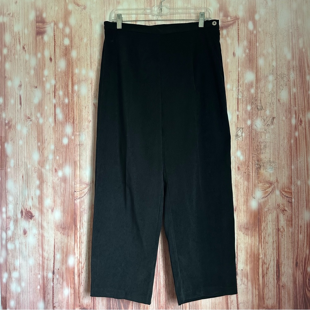 C.M. Shapes Petites Vintage Black Brushed Velvet Straight Leg Pants Size 14P